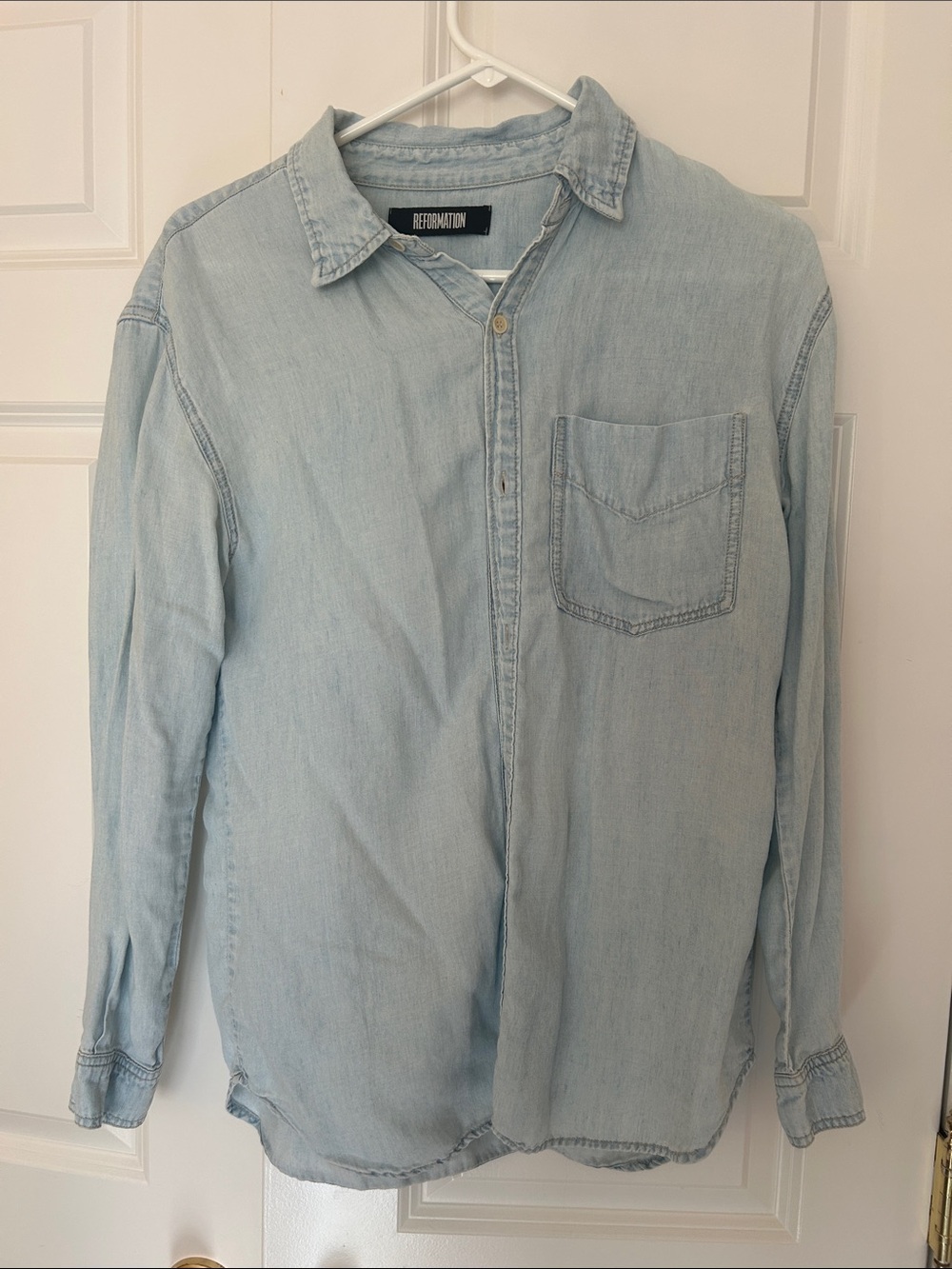 Reformation Light Blue Denim Button-Up Shirt